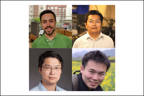 Headshots for MSE professors Matt Yankowitz, Xiaodong Xu, Di Xiao and Ting Cao on a white background.