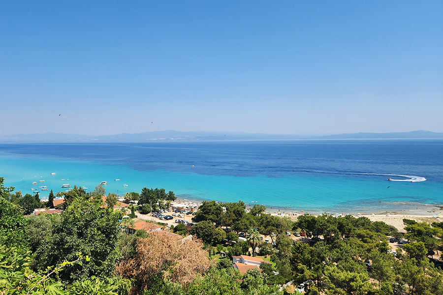 A view of Afytos Beach near Thessaloniki in Greece.